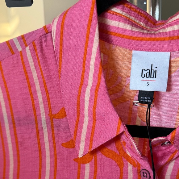 CAbi Cottage Top - Pink and Orange Button Down Shirt - Picture 4 of 5